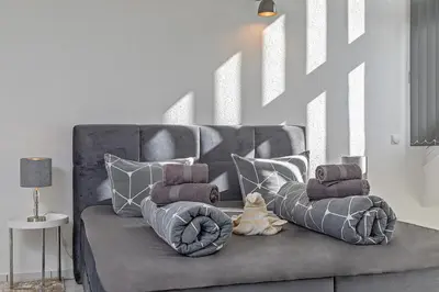 Ein Sitzbereich in der Unterkunft Koblenz Rheinblick Penthouse