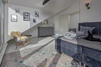 Ein Sitzbereich in der Unterkunft Koblenz Rheinblick Penthouse