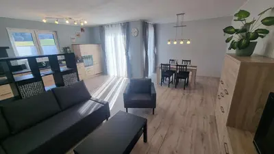 Ein Sitzbereich in der Unterkunft Ferienwohnung Zum Pflanzgarten