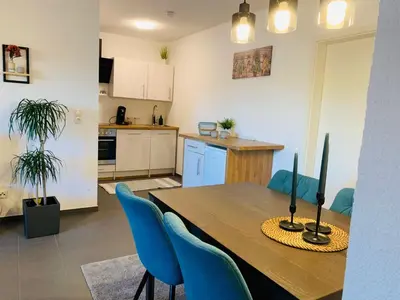 Küche/Küchenzeile in der Unterkunft Ferienwohnung Auszeit
