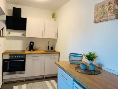 Küche/Küchenzeile in der Unterkunft Ferienwohnung Auszeit