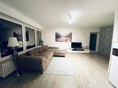Ein Sitzbereich in der Unterkunft Ferienwohnung Hohensonne