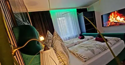 Ein Bett oder Betten in einem Zimmer der Unterkunft Ferienhaus Mefady Jünkerath