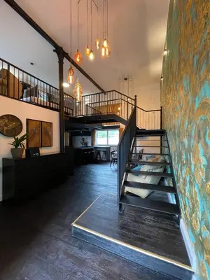 Ein Bett oder Betten in einem Zimmer der Unterkunft Bahnhofsoase - Wellness & Spa am Krufter Bahnhof