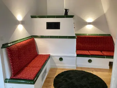Ein Sitzbereich in der Unterkunft Grosse Galeriewohnung mit Sauna Fondels Mühle