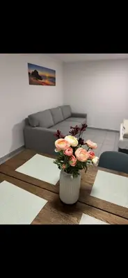 Ein Sitzbereich in der Unterkunft Ruhige, gemütliche Wohnung, 2 Betten