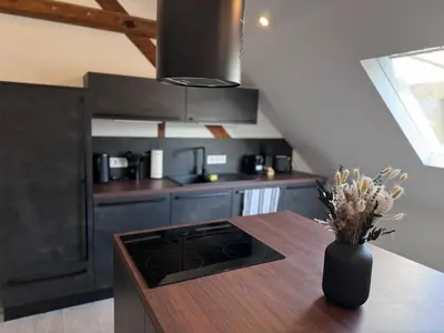 Küche/Küchenzeile in der Unterkunft Moselzeit - Ferienwohnung 