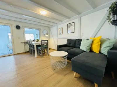Ein Sitzbereich in der Unterkunft Ferienhaus Müdenzauber