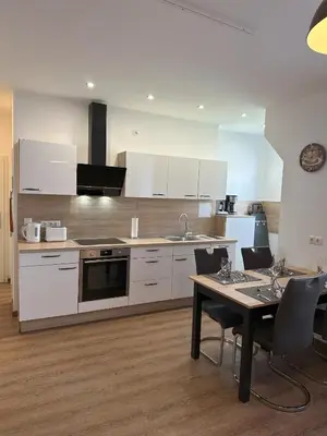 Küche/Küchenzeile in der Unterkunft Helenes Ferienwohnung