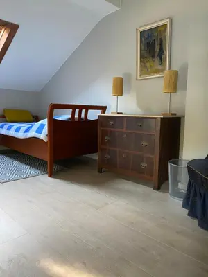 Ein Bett oder Betten in einem Zimmer der Unterkunft Ferienhaus Alfbach