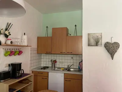 Küche/Küchenzeile in der Unterkunft Ferienhaus mit zwei Wohnungen für 2-6 Personen in der Dreiherrenmühle an der Mosel