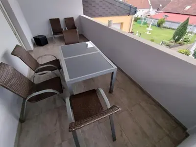 Ein Sitzbereich in der Unterkunft Klimatisiertes Wohnen in der Alten Apotheke Oberkirchen