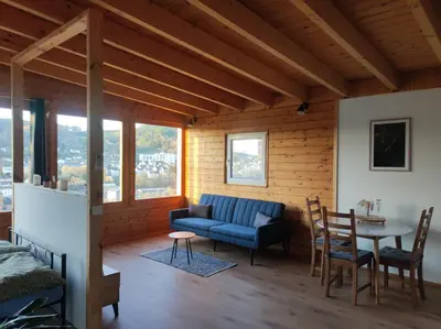Ein Sitzbereich in der Unterkunft Ferienwohnung Frida