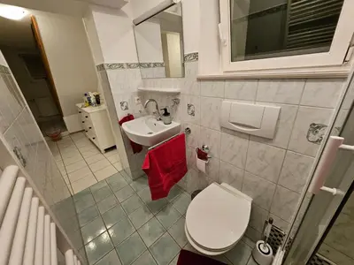 Ein Badezimmer in der Unterkunft Doppelhaushälfte Naturglück