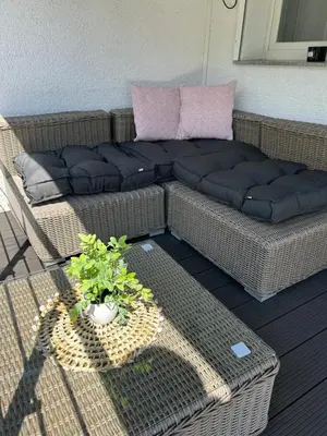 Ein Sitzbereich in der Unterkunft Ferienwohnung - Am Eisenberg