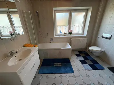 Ein Badezimmer in der Unterkunft Haus Glücksmomente Bostalsee