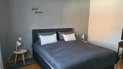 Ein Bett oder Betten in einem Zimmer der Unterkunft Ferienhaus Auf der Bitz