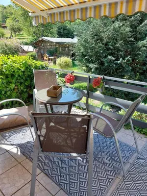 Ein Balkon oder eine Terrasse in der Unterkunft Ferienhaus Auf der Bitz