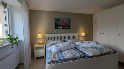 Ein Bett oder Betten in einem Zimmer der Unterkunft Ferienhaus Pauline am Glan