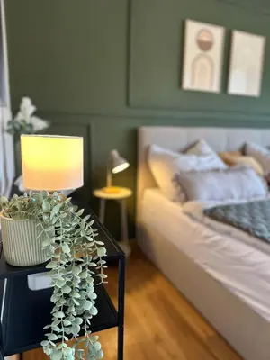 Ein Bett oder Betten in einem Zimmer der Unterkunft Festungsblick am Rhein - Panorama Suite