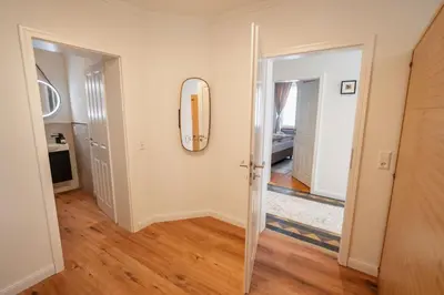 Ein Bett oder Betten in einem Zimmer der Unterkunft Ferienhaus Kapellenhof mit Infrarotsauna und vier Schlafzimmern