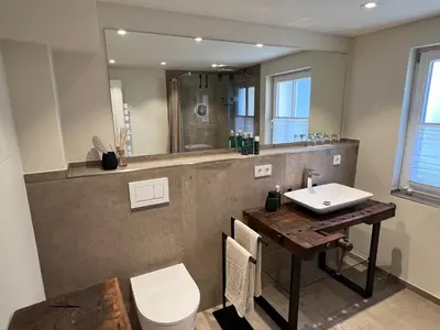 Ein Badezimmer in der Unterkunft Ferienhaus Fachwerk Sanct Peter