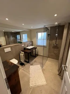 Ein Badezimmer in der Unterkunft Ferienhaus Fachwerk Sanct Peter