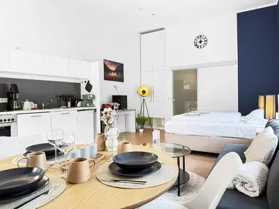 Ein Bett oder Betten in einem Zimmer der Unterkunft Design Apartment an der Mosel - KP5