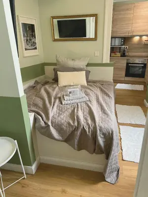 Ein Bett oder Betten in einem Zimmer der Unterkunft Bar'n'Bed in der schönen Koblenzer Altstadt