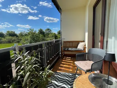 Ein Balkon oder eine Terrasse in der Unterkunft Loreleyblick-Ferienwohnung am Rheinsteig - Natur und Aussicht