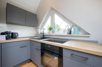 Küche/Küchenzeile in der Unterkunft Kleiner Glücksort, Appartement