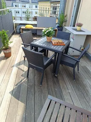Ein Balkon oder eine Terrasse in der Unterkunft Wohnung am Schlosspark