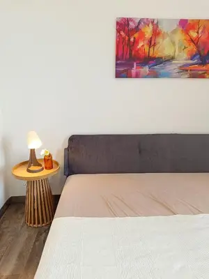 Ein Bett oder Betten in einem Zimmer der Unterkunft Wohnung am Schlosspark