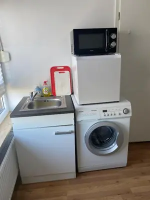 Küche/Küchenzeile in der Unterkunft Terrassenwohnung für 2 im Herzen Andernachs