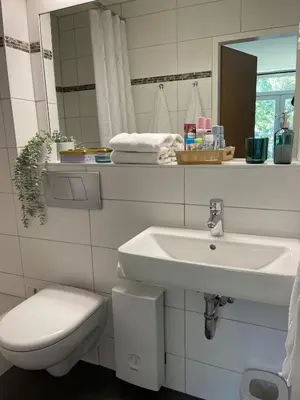 Ein Badezimmer in der Unterkunft Apartment mit Stadtblick