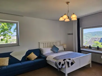 Ein Bett oder Betten in einem Zimmer der Unterkunft Little Rhine View Château - Harry Apartment