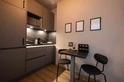 Küche/Küchenzeile in der Unterkunft LLR Design Apartment - Loft Grey