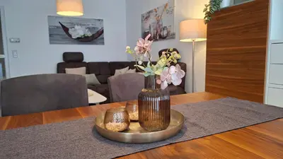 Ein Sitzbereich in der Unterkunft Ferienwohnung Schneider