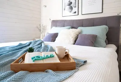 Ein Bett oder Betten in einem Zimmer der Unterkunft Ferienhaus Kleine Auszeit