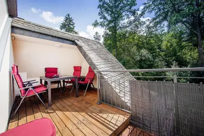 Ein Balkon oder eine Terrasse in der Unterkunft MaarChalet Ferienwohnung