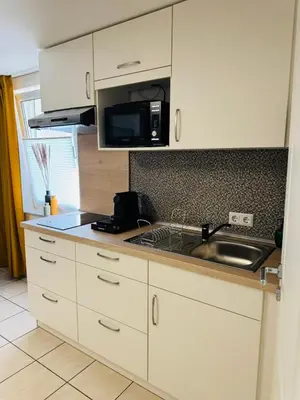 Küche/Küchenzeile in der Unterkunft Moselgold Apartment