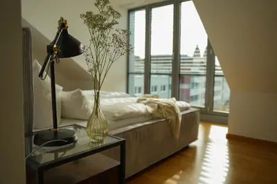 Ein Bett oder Betten in einem Zimmer der Unterkunft Maisonette Stadtglück Koblenz