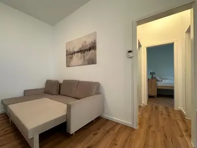 Ein Sitzbereich in der Unterkunft Ferienhaus am Golfplatz