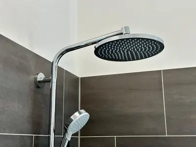Ein Badezimmer in der Unterkunft Ferienhaus am Golfplatz