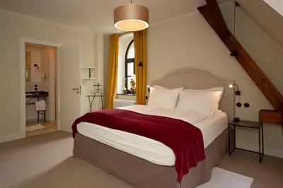 Ein Bett oder Betten in einem Zimmer der Unterkunft Burg Reichenstein