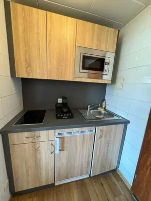 Küche/Küchenzeile in der Unterkunft RheinLoft Apartment - Balkon & Parkplatz 