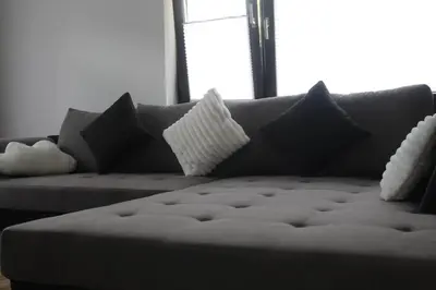 Ein Sitzbereich in der Unterkunft Blick zur Heide
