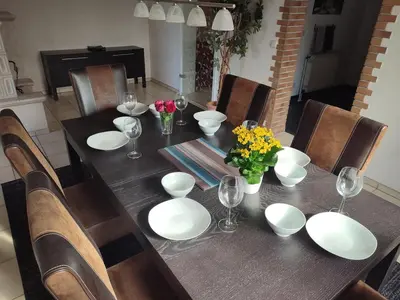 Ein Sitzbereich in der Unterkunft Rheinuferhaus