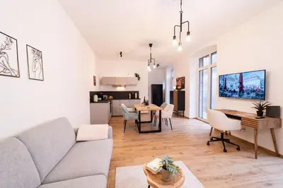 Küche/Küchenzeile in der Unterkunft SALUS Living - Loft-Infrarotsauna-ruhiger Innenhof-Innenstadt