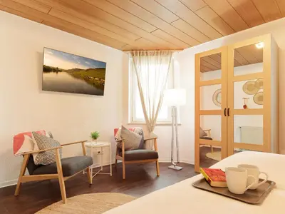 Ein Sitzbereich in der Unterkunft Marx - City Apartment in zentraler Lage - Ideal für 2 Personen mit Waschmaschine und gratis WLAN